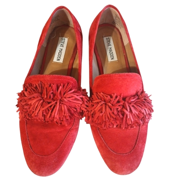 Steve Madden Belamy Flats Red Suede Leather Loafers Size 9 - Picture 1 of 9